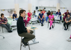 Prime Minister addresses AC nursing students at the Ottawa Campus. 