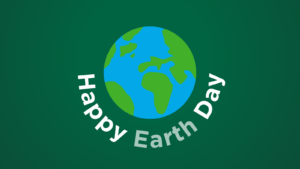 Happy Earth Day Green Graphic with World Image