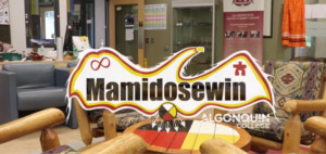 Interior shot of the Mamidosewan centre with the logo overlayed on top