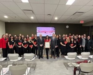 Algonquin students join Mayor Mark Sutcliffe, Claude Brule and Lianne Laing to kick off Heart Month