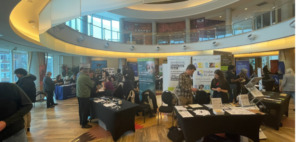 booths and tables set up at Indigenous employment fair.