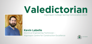 Headshot and program information about valedictorian Kevin Labelle