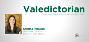 Titla card with headshot of valedictorian Kristina Renwick