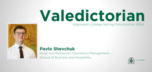 Title card with name and title of convocation honoree Pavlo Shevchuk