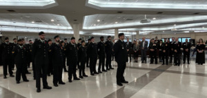 military personnel in formation during Remembrance Day ceremony at Ottawa campus