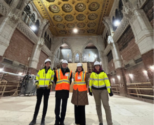 Claude Brule and Anita Tenasco posed with two AC alumni students inside the under renovation Centre Block on Parliament Hill