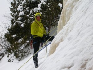Greg Arminen ice climbing