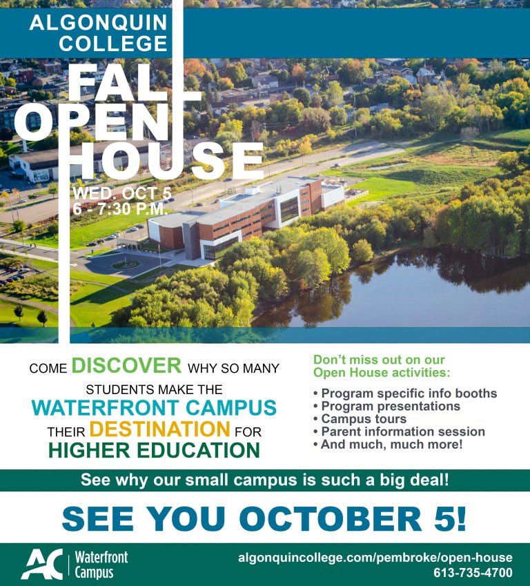 Open House, Algonquin College's Waterfront Campus in Pembroke