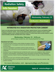 Applied Nuclear Science & Radiation Safety, Algonquin College, Pembroke Campus