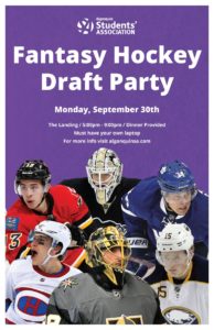 Fantasy Hockey Poster, Students' Association, Algonquin College, Pembroke Campus