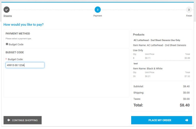 How to pay with a budget code | The Print Shop