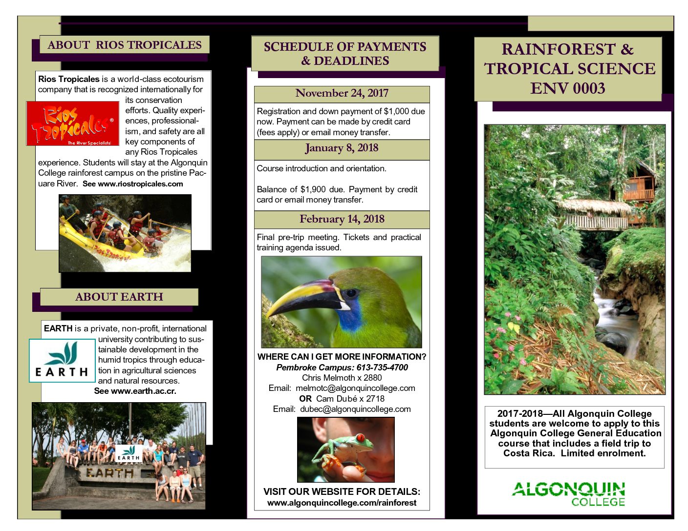 Costa Rica Brochure 2017-2018 | Rainforest Project