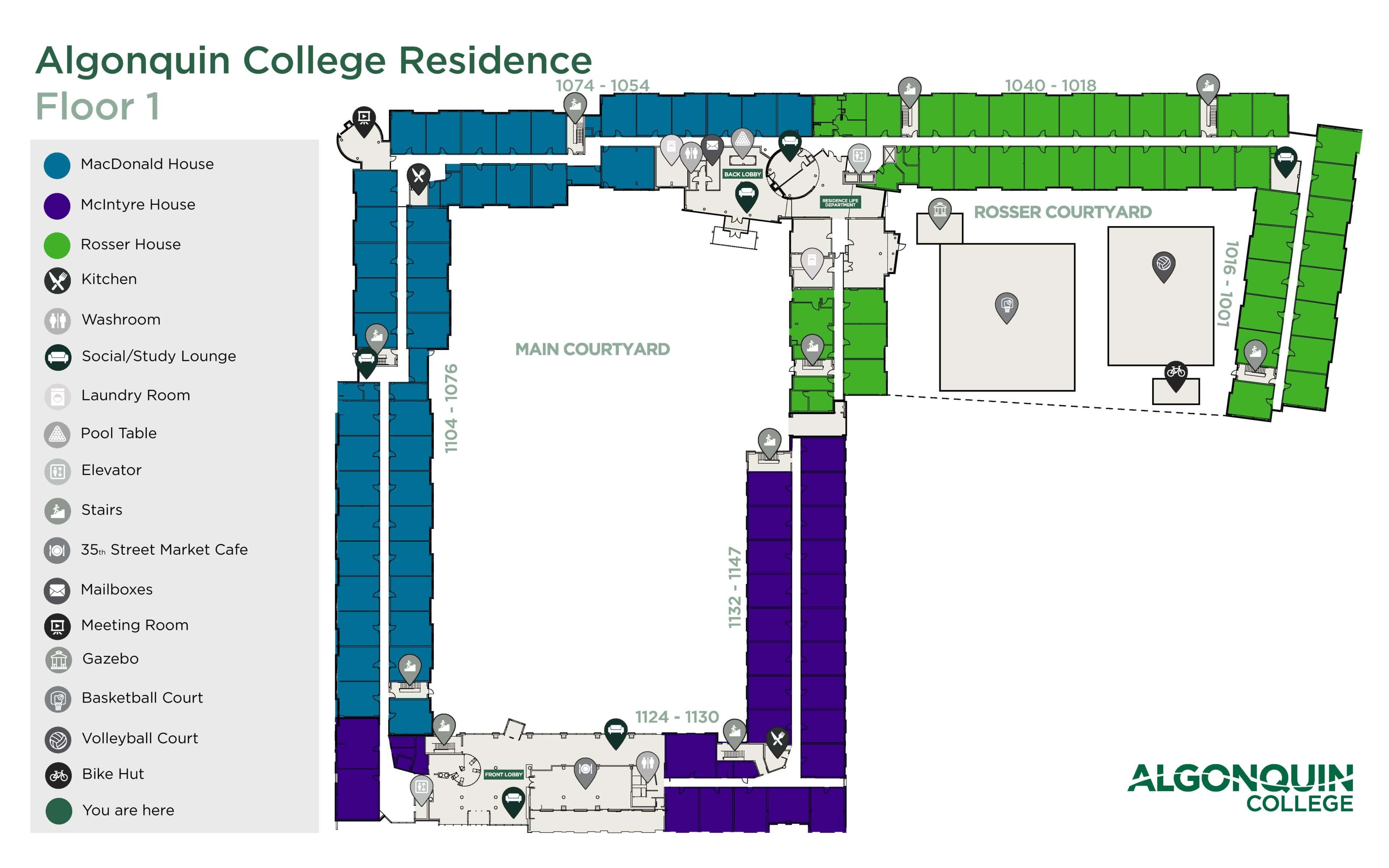 Algonquin Map Floor 1 2020 Update With Rosser Courtyard 40x25 Page 001 