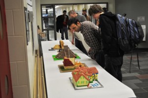 Spectators viewing a number of entries in the 2011 Edible Architecture Competition