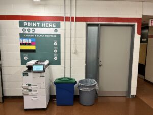 An image of a Ricoh multi function printer on the third floor of B building near room B317.