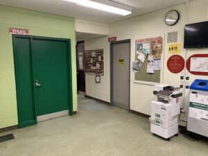 An image of a Ricoh multi function printer located on the fourth floor of B building near room B449.