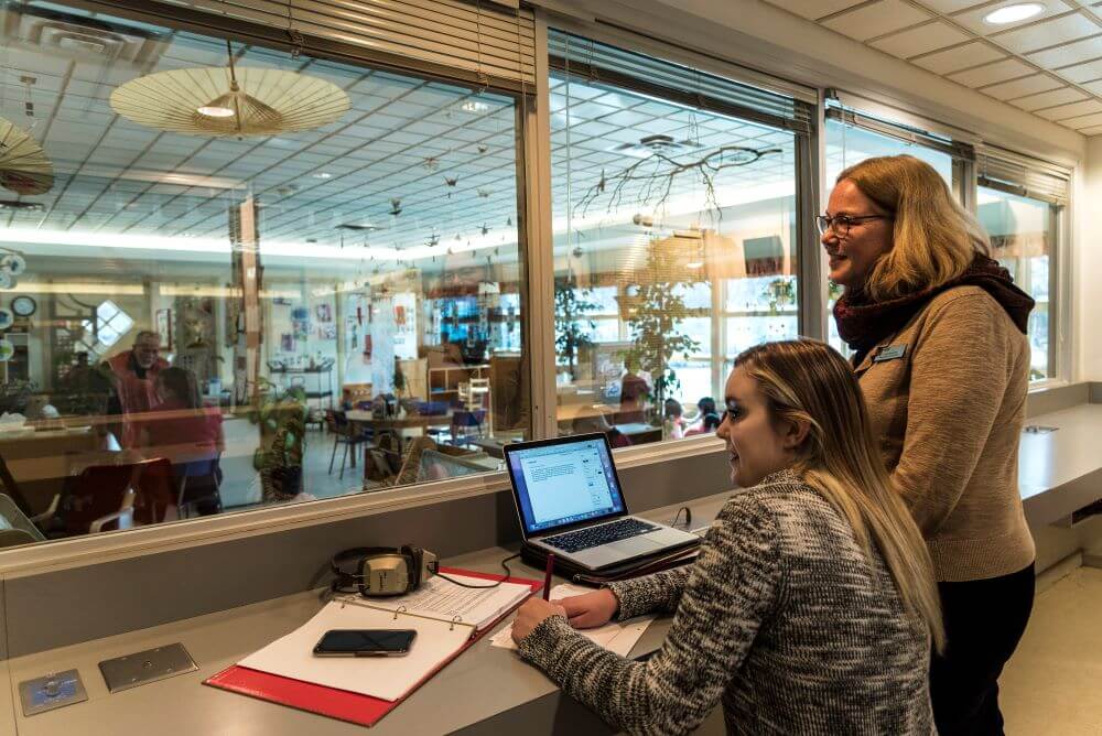 Student in the observation room at the Early Learning Centre Lab